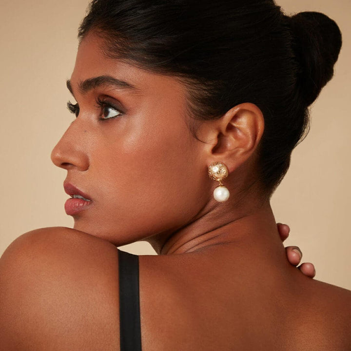 Borderless Filigree & Pearl Earring - Isharya | Modern Indian Jewelry