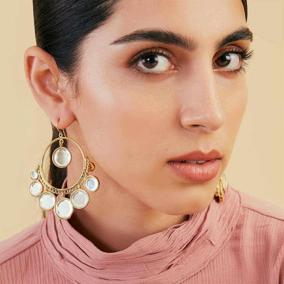 Borderless Mirror Gems Hoop Earring - Isharya | Modern Indian Jewelry