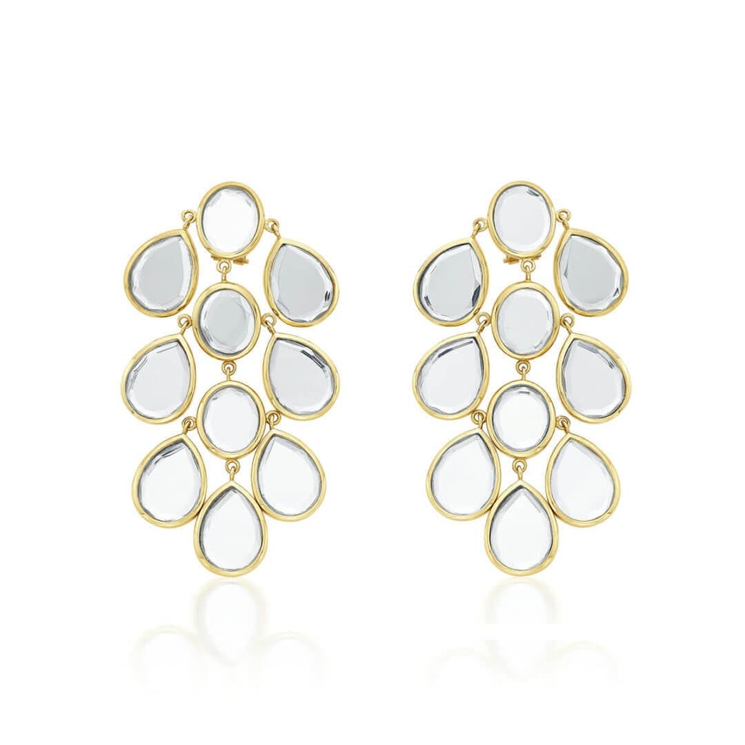 Borderless Mirror Splash Cascading Large Drop Earring - Isharya | Modern Indian Jewelry
