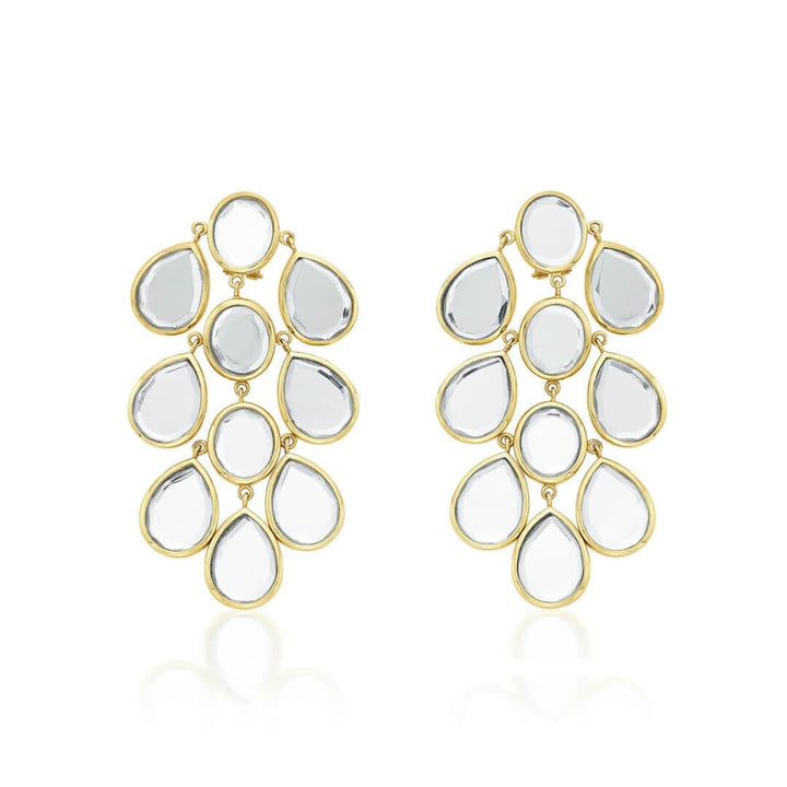 Borderless Mirror Splash Cascading Large Drop Earring - Isharya | Modern Indian Jewelry