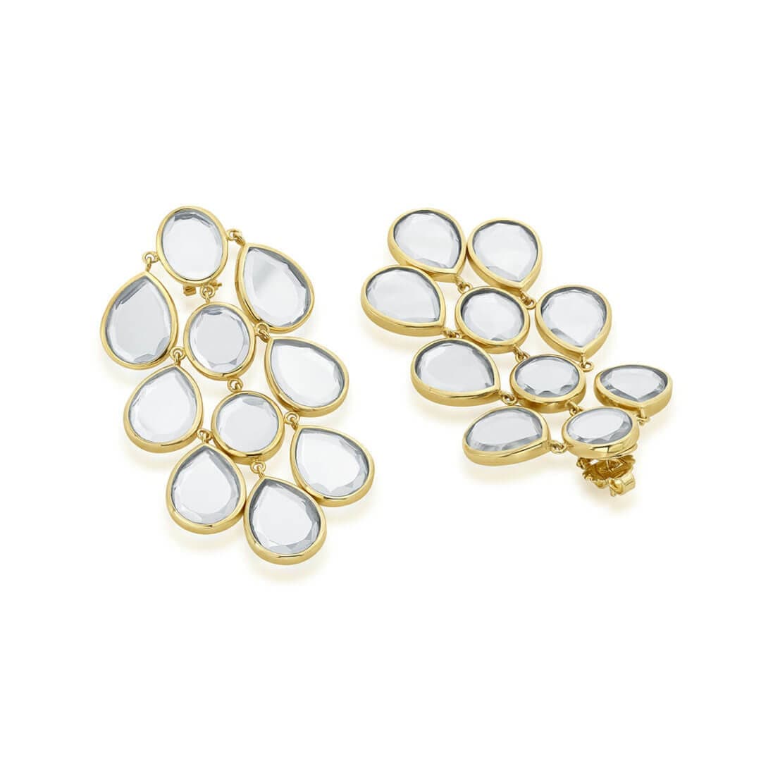 Borderless Mirror Splash Cascading Large Drop Earring - Isharya | Modern Indian Jewelry