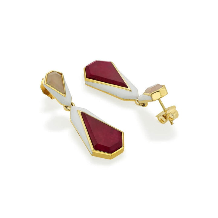 Borderless Pink Quartz Libra Earrings - Isharya | Modern Indian Jewelry