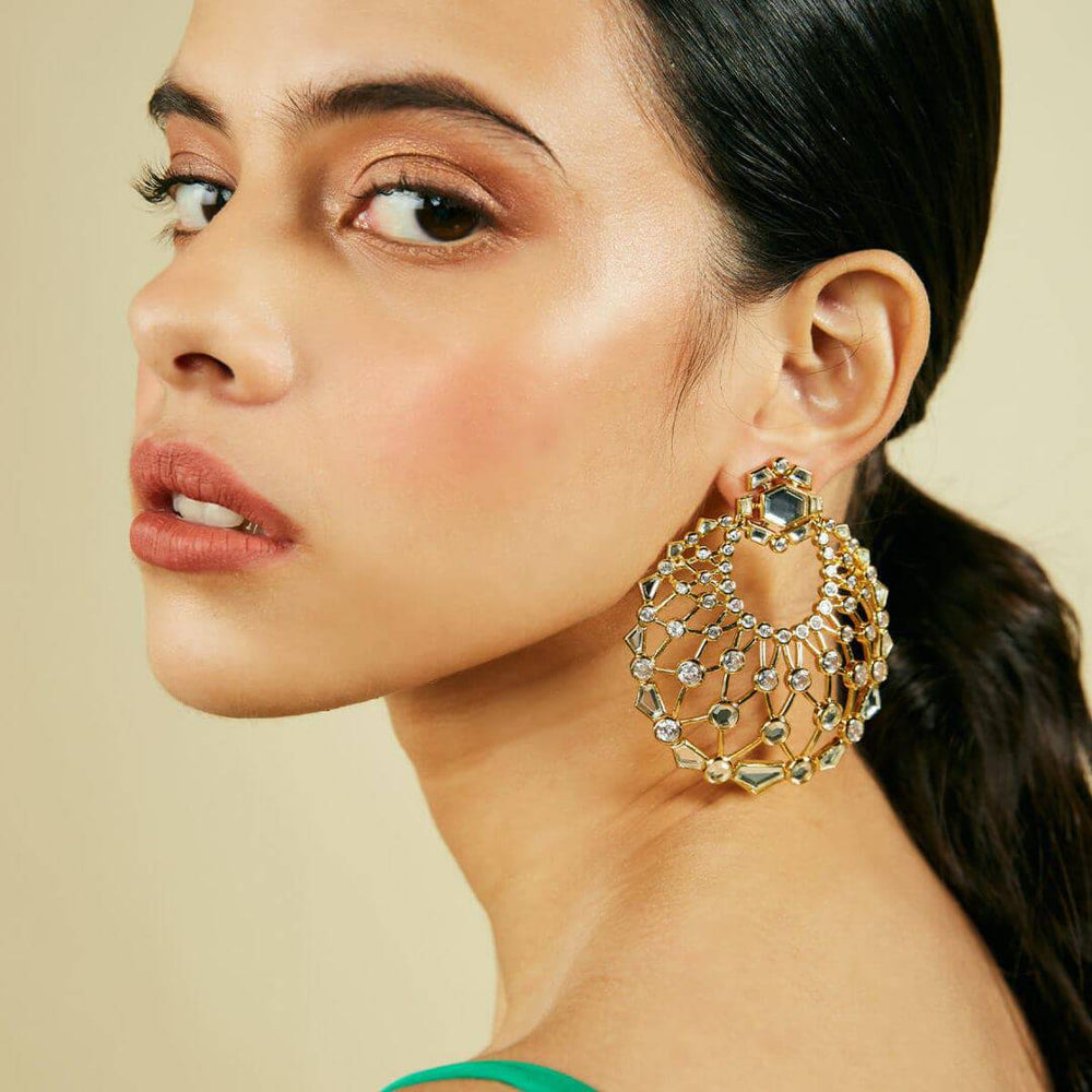 Crystal Moon Bali Earrings - Isharya | Modern Indian Jewelry
