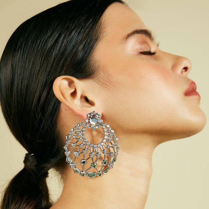 Crystal Moon Bali Earrings - Isharya | Modern Indian Jewelry