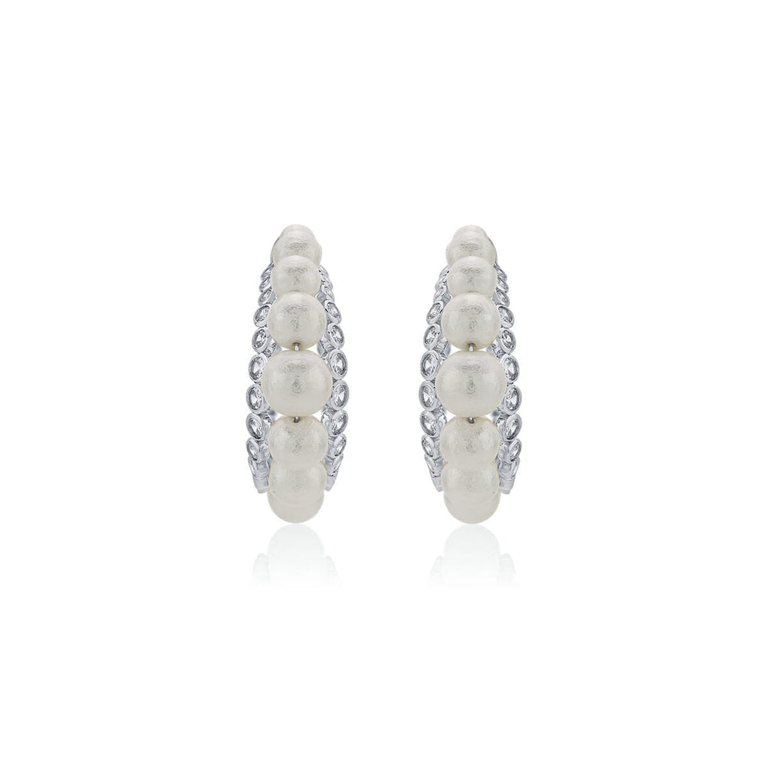 Crystal Pearl Hoop Earrings - Isharya | Modern Indian Jewelry