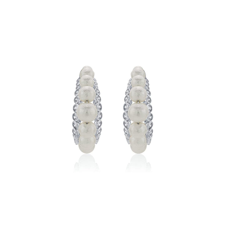 Crystal Pearl Hoop Earrings - Isharya | Modern Indian Jewelry