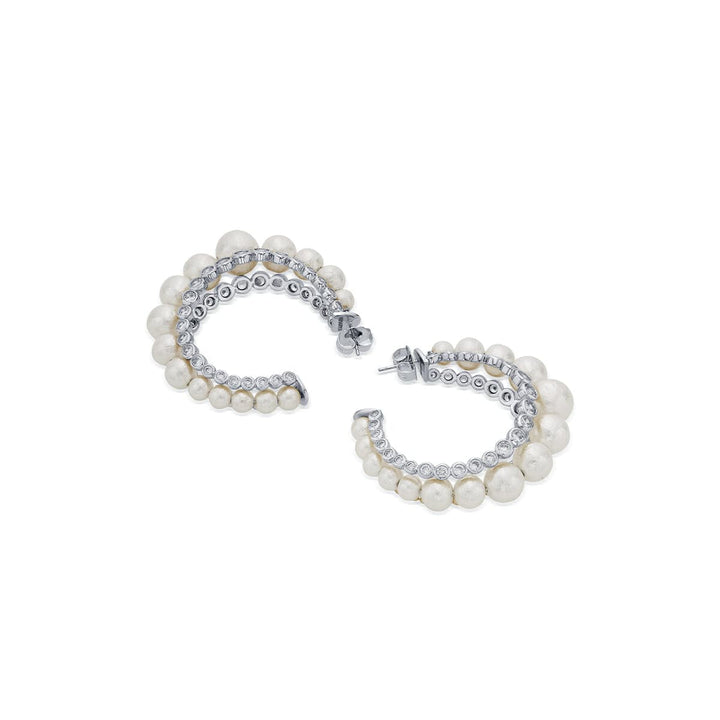 Crystal Pearl Hoop Earrings - Isharya | Modern Indian Jewelry