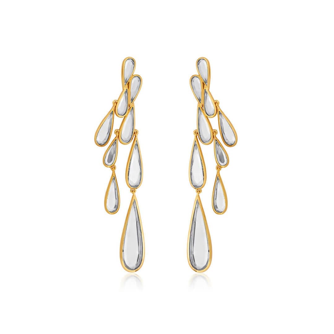 Demi Goddess Drop Mirror Long Cascade Earring - Isharya | Modern Indian Jewelry