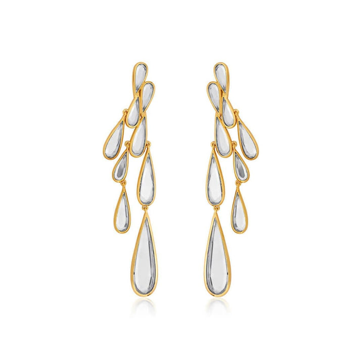 Demi Goddess Drop Mirror Long Cascade Earring - Isharya | Modern Indian Jewelry