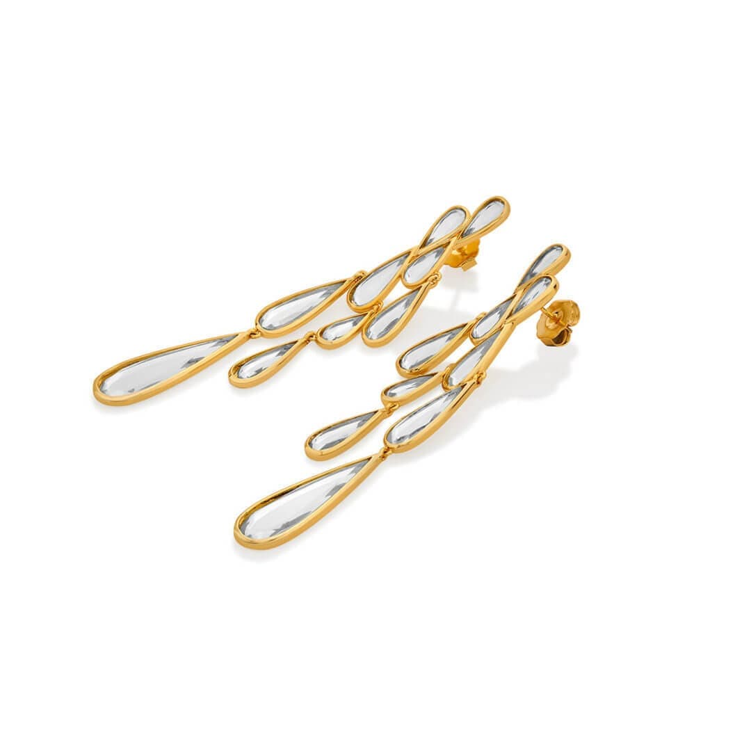 Demi Goddess Drop Mirror Long Cascade Earring - Isharya | Modern Indian Jewelry