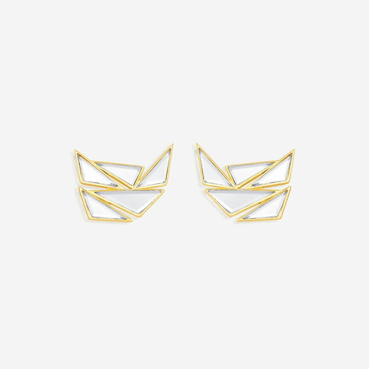 Demi Goddess Mirror Cluster Stud Earrings - Isharya | Modern Indian Jewelry