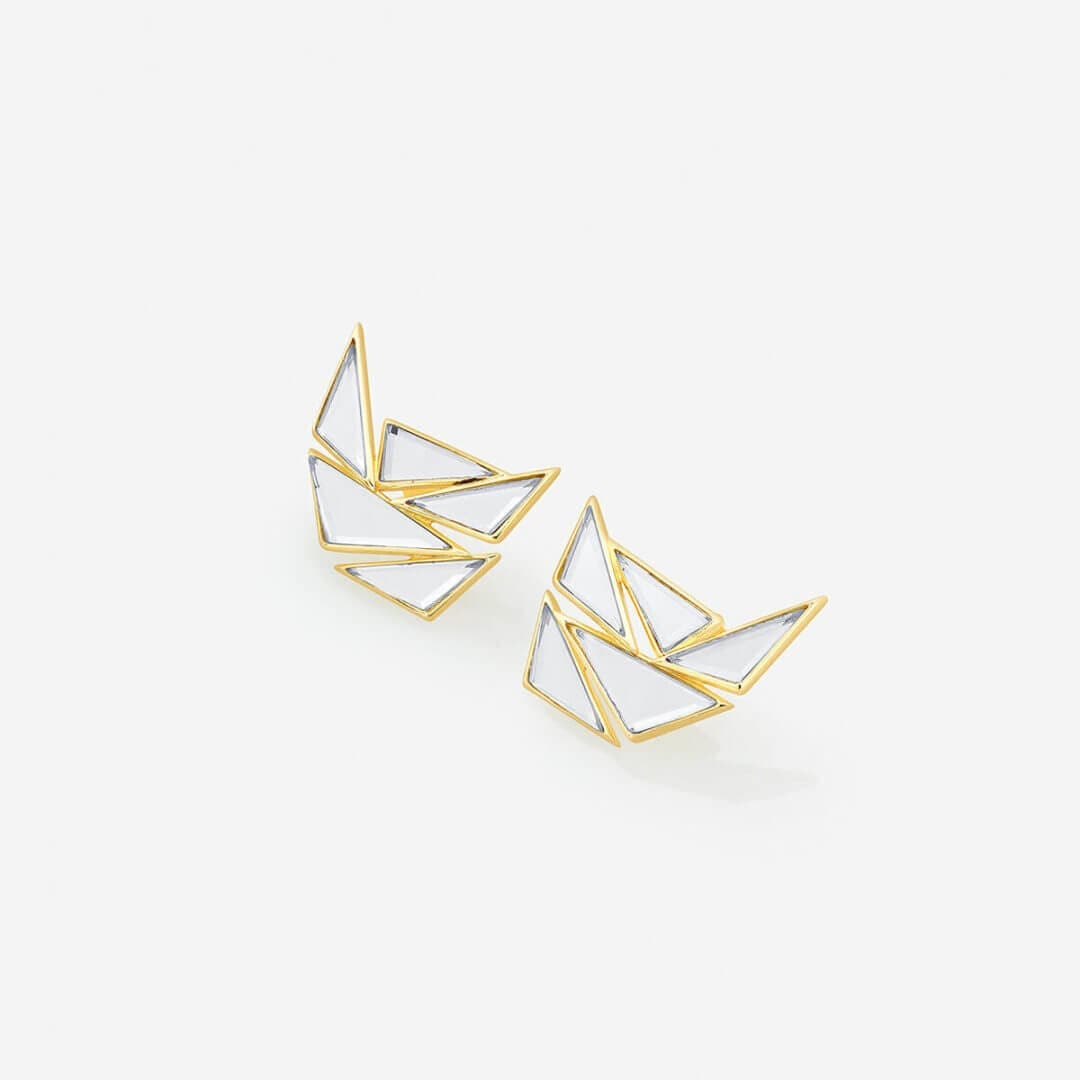 Demi Goddess Mirror Cluster Stud Earrings - Isharya | Modern Indian Jewelry