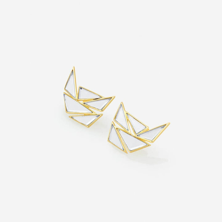 Demi Goddess Mirror Cluster Stud Earrings - Isharya | Modern Indian Jewelry