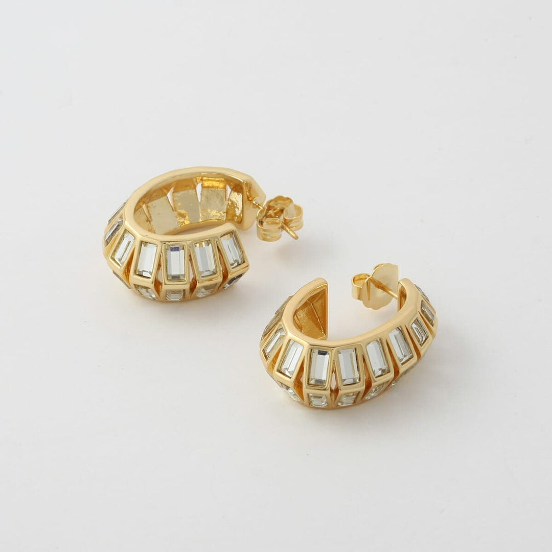 Disco Mirror Rib Hoop Earring - Isharya | Modern Indian Jewelry