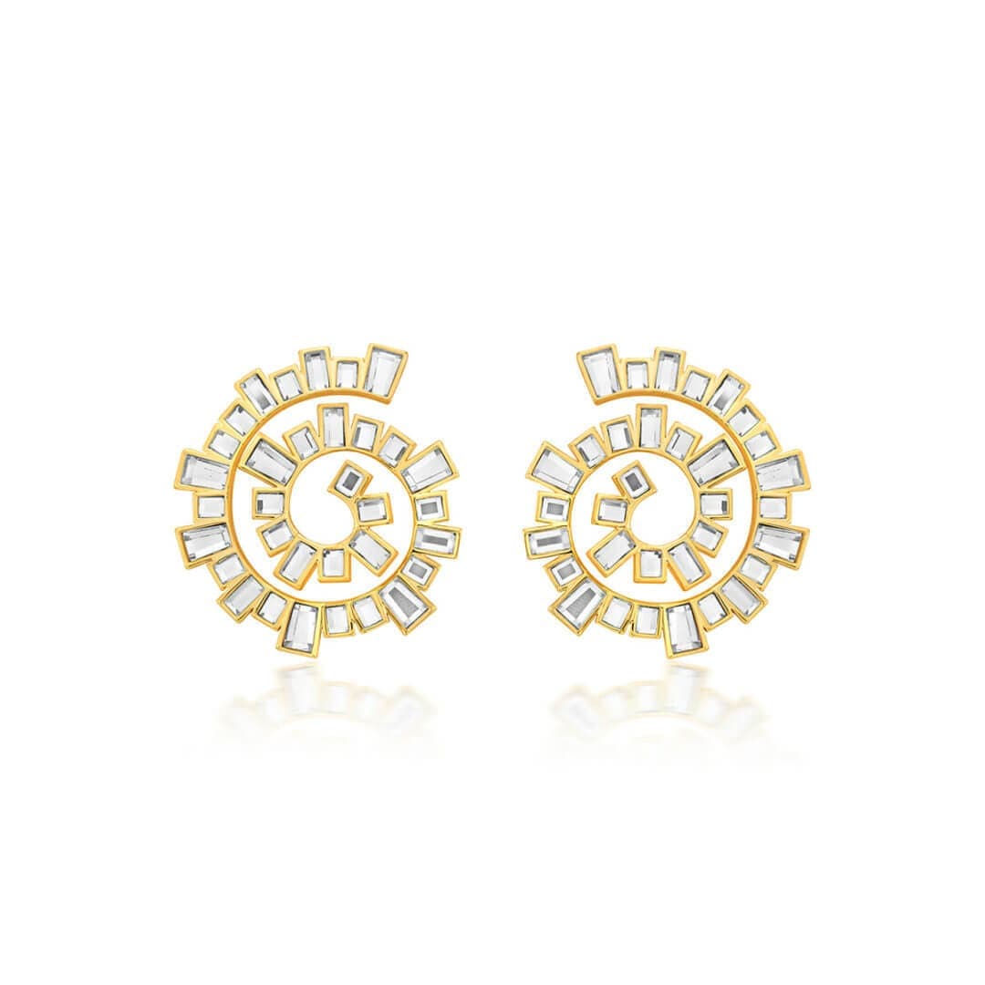 Disco Mirror Spiral Earring - Isharya | Modern Indian Jewelry