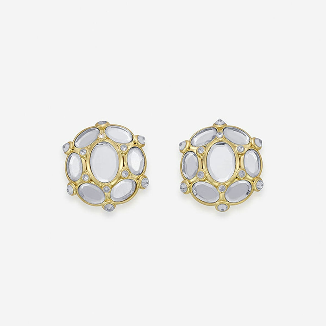 Limelight Oval Mirror Stud Earrings - Isharya | Modern Indian Jewelry