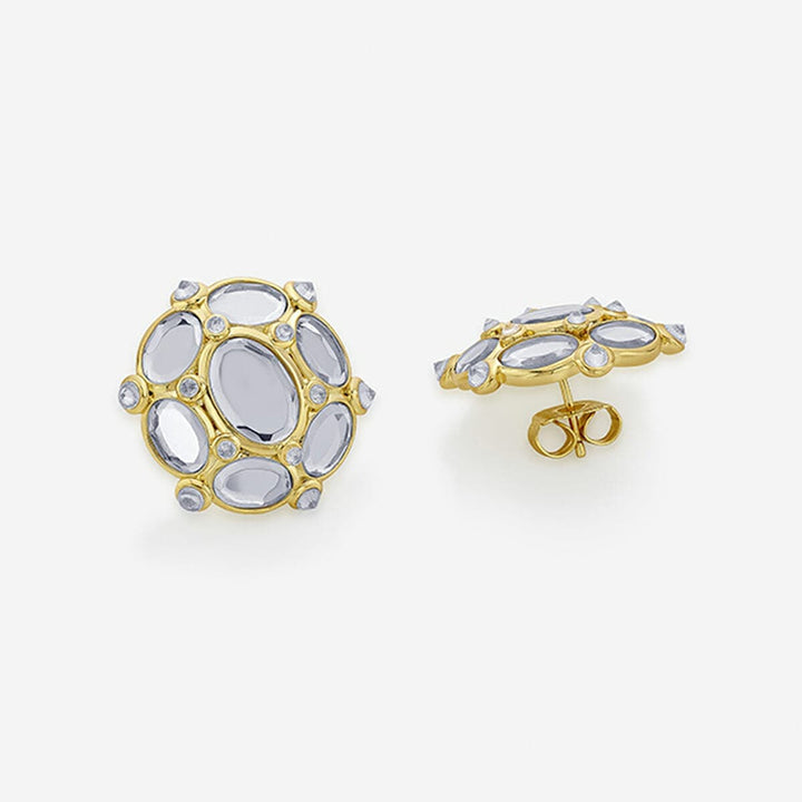 Limelight Oval Mirror Stud Earrings - Isharya | Modern Indian Jewelry