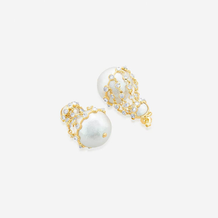Limelight Pearl & Chain Libra Earrings - Isharya | Modern Indian Jewelry