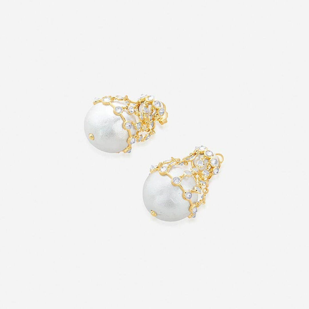 Limelight Pearl & Chain Libra Earrings - Isharya | Modern Indian Jewelry