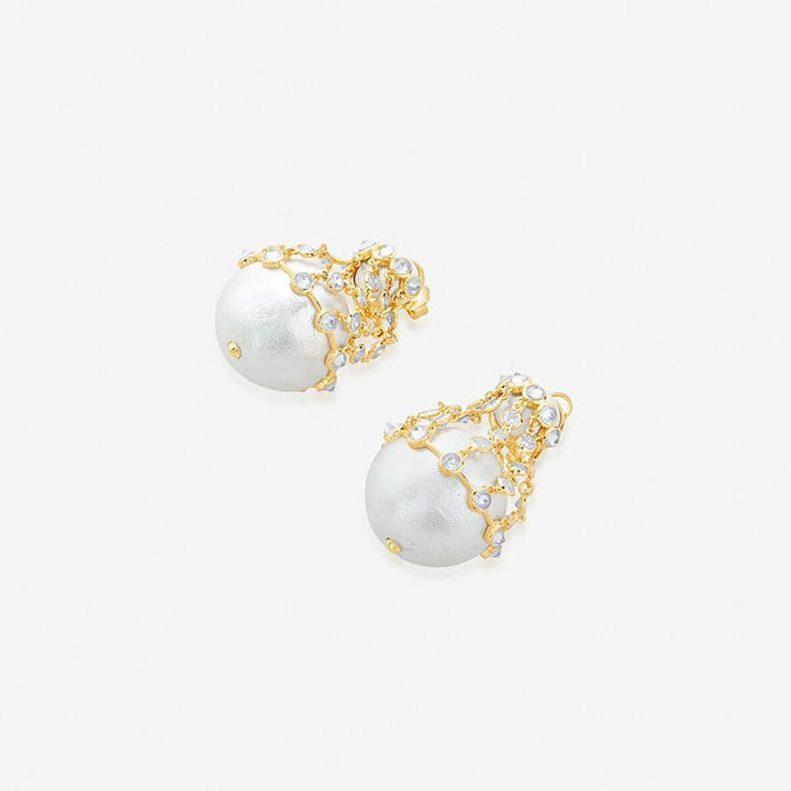 Limelight Pearl & Chain Libra Earrings - Isharya | Modern Indian Jewelry