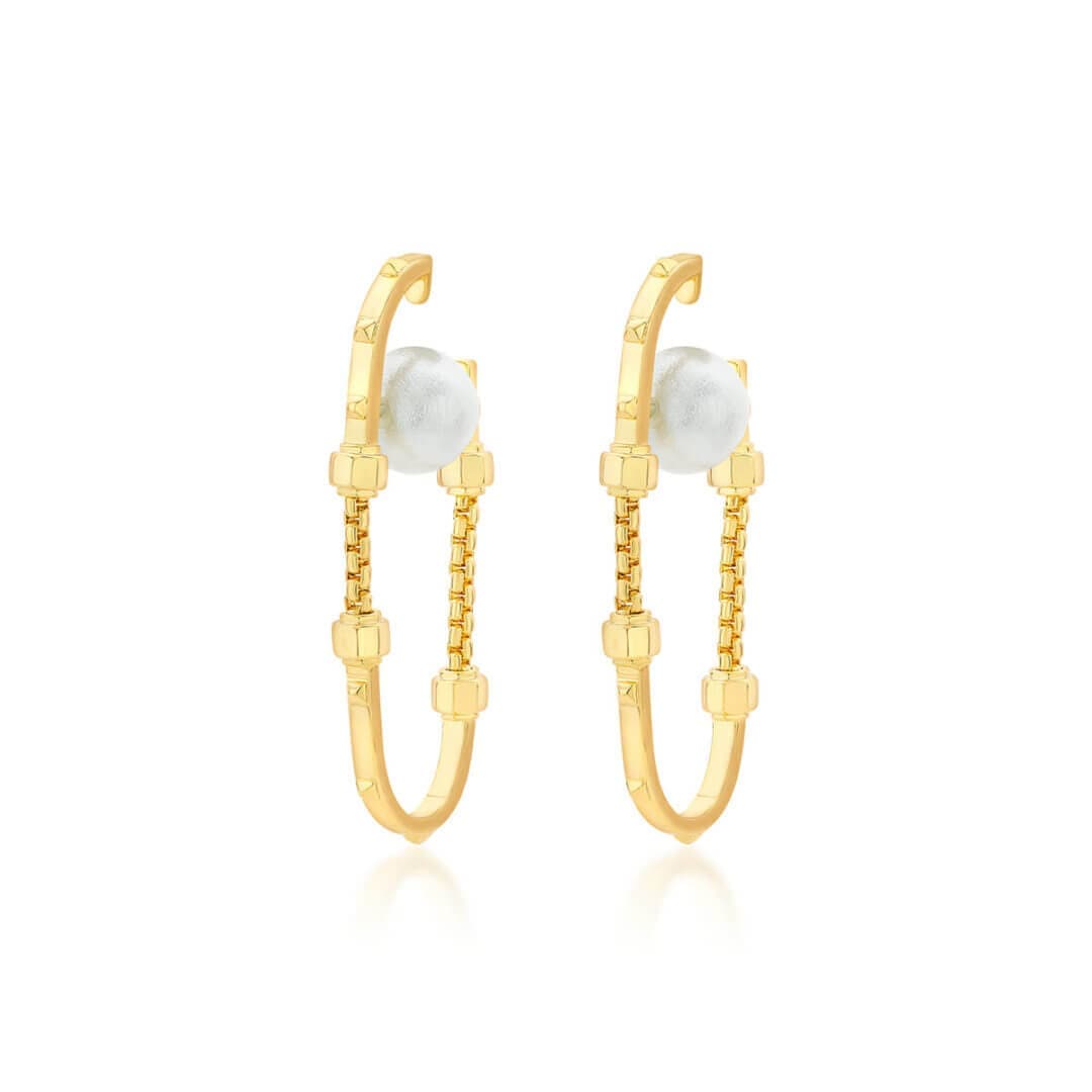 Lizzo Pearl Hoop Earrings - Isharya | Modern Indian Jewelry