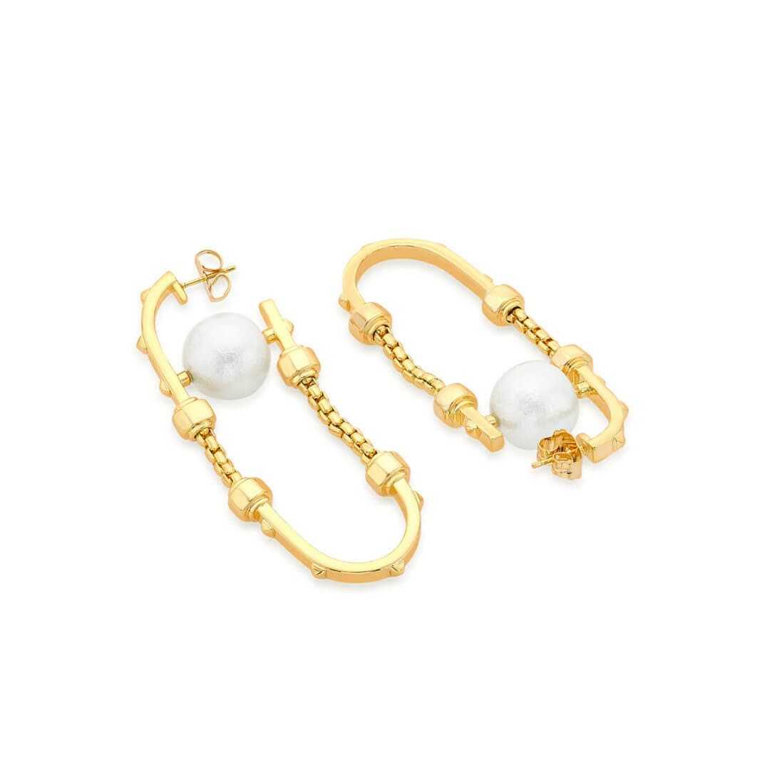 Lizzo Pearl Hoop Earrings - Isharya | Modern Indian Jewelry