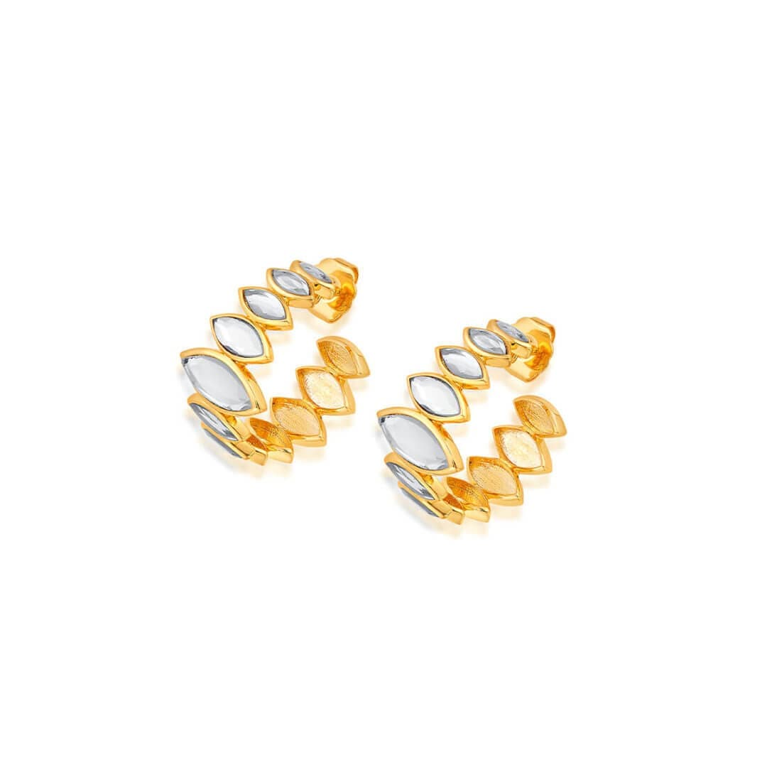 Marquis Mirror Mini Hoop Earrings - Isharya | Modern Indian Jewelry