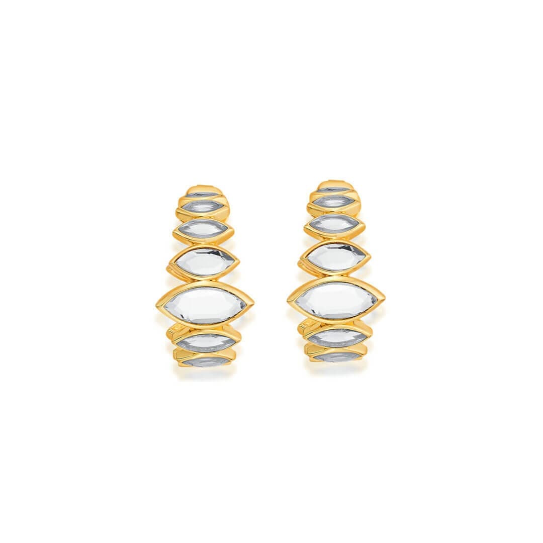 Marquis Mirror Mini Hoop Earrings - Isharya | Modern Indian Jewelry