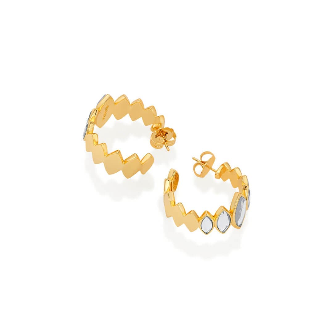 Marquis Mirror Mini Hoop Earrings - Isharya | Modern Indian Jewelry