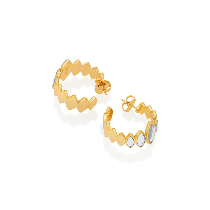 Marquis Mirror Mini Hoop Earrings - Isharya | Modern Indian Jewelry