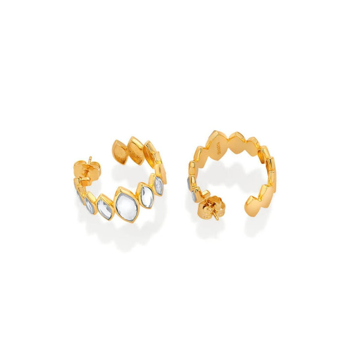 Marquis Mirror Mini Hoop Earrings - Isharya | Modern Indian Jewelry