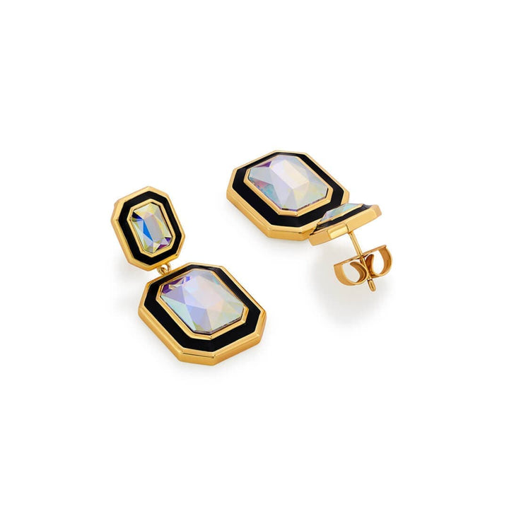 Meraki Black Enamel Drop Earrings - Isharya | Modern Indian Jewelry