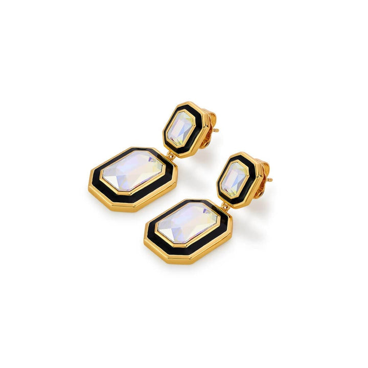 Meraki Black Enamel Drop Earrings - Isharya | Modern Indian Jewelry