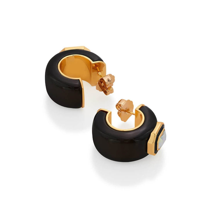 Meraki Black Enamel Resin Earrings - Isharya | Modern Indian Jewelry