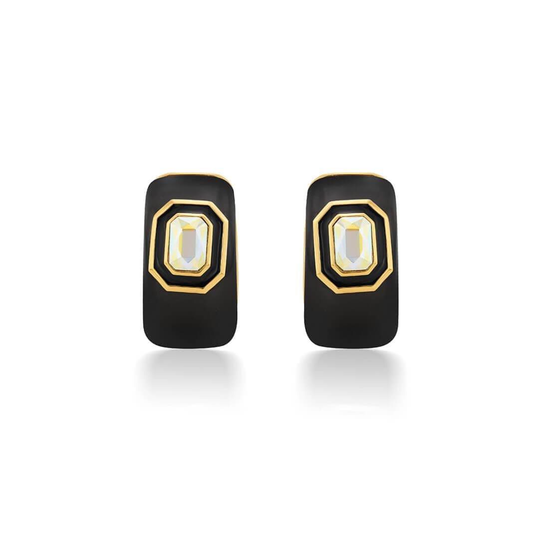 Meraki Black Enamel Resin Earrings - Isharya | Modern Indian Jewelry