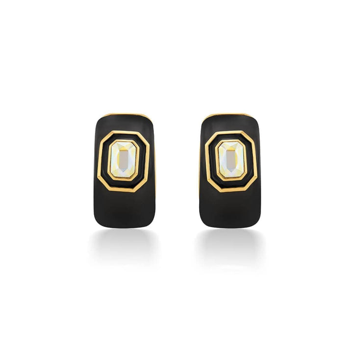 Meraki Black Enamel Resin Earrings - Isharya | Modern Indian Jewelry