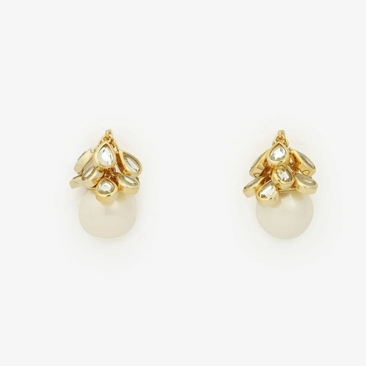 Mirror Gems Cluster Pearl Earrings - Isharya | Modern Indian Jewelry