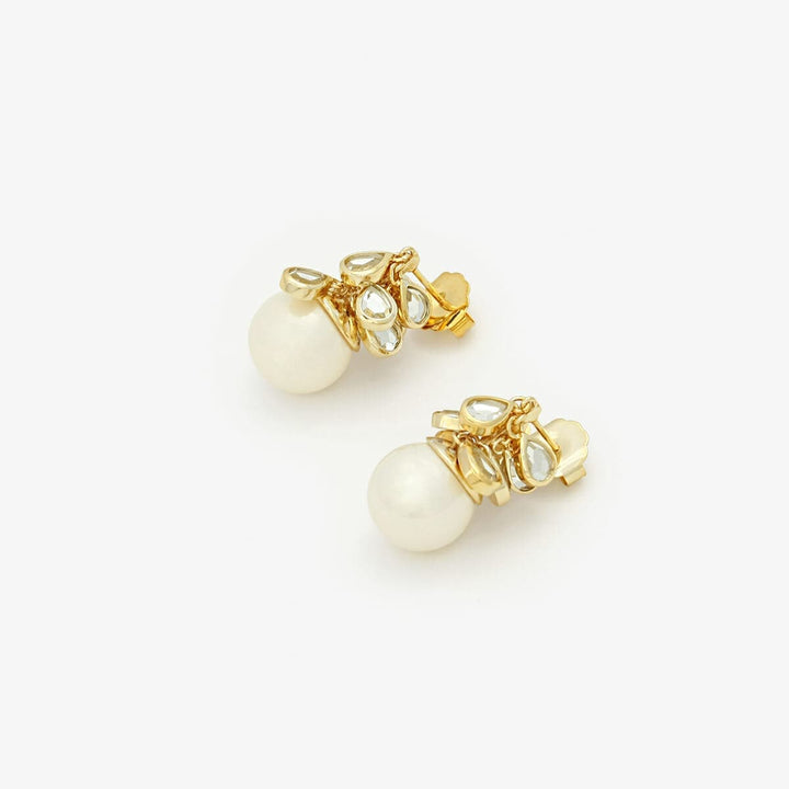 Mirror Gems Cluster Pearl Earrings - Isharya | Modern Indian Jewelry
