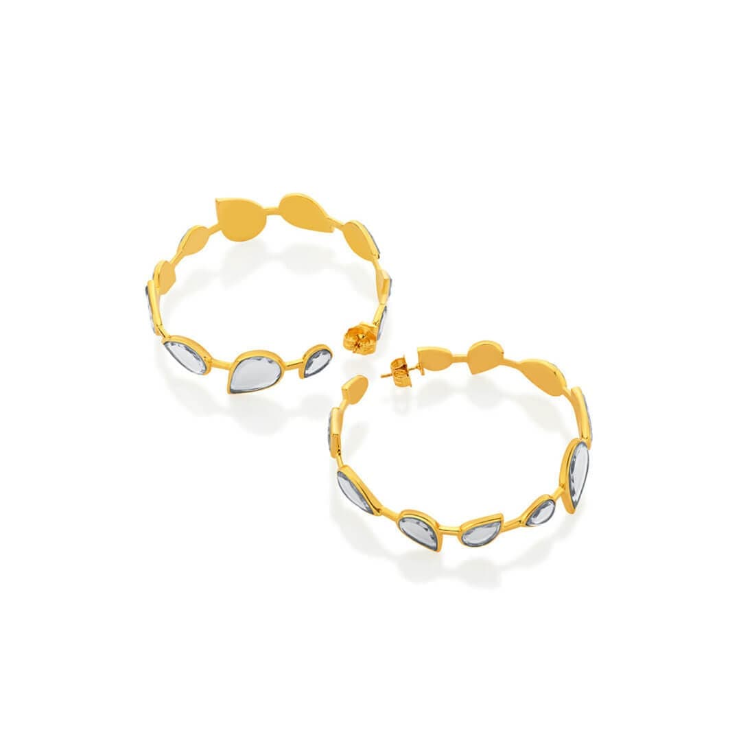 Mirrors on the Move Dancing Pear Mirror Hoop Earrings - Isharya | Modern Indian Jewelry