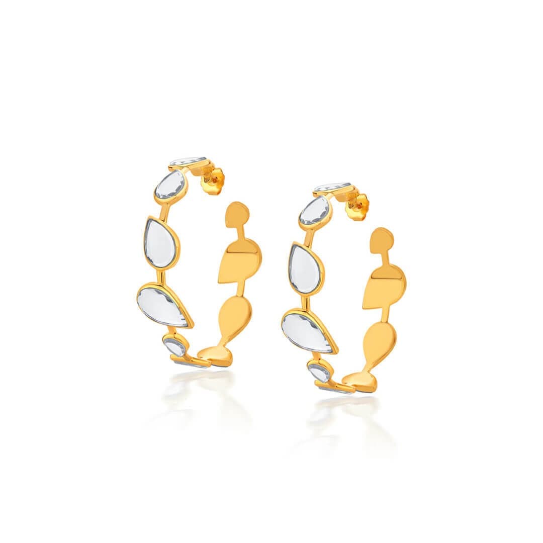 Mirrors on the Move Dancing Pear Mirror Hoop Earrings - Isharya | Modern Indian Jewelry