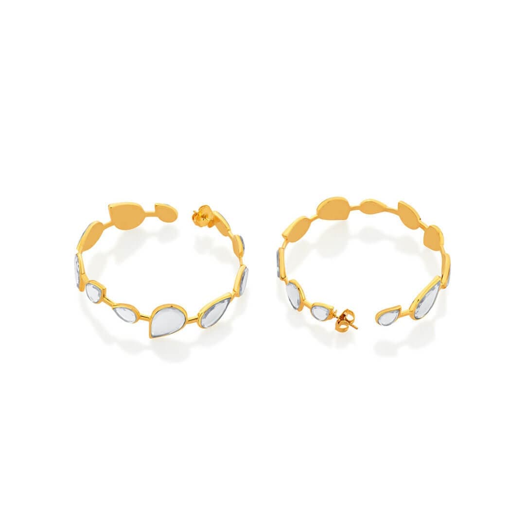 Mirrors on the Move Dancing Pear Mirror Hoop Earrings - Isharya | Modern Indian Jewelry