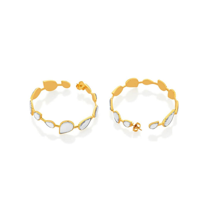 Mirrors on the Move Dancing Pear Mirror Hoop Earrings - Isharya | Modern Indian Jewelry