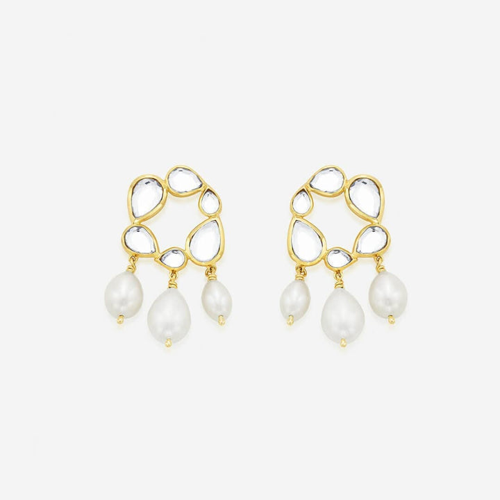 Mirrors on the Move Mirror and Pearl Drop Earrings - Isharya | Modern Indian Jewelry