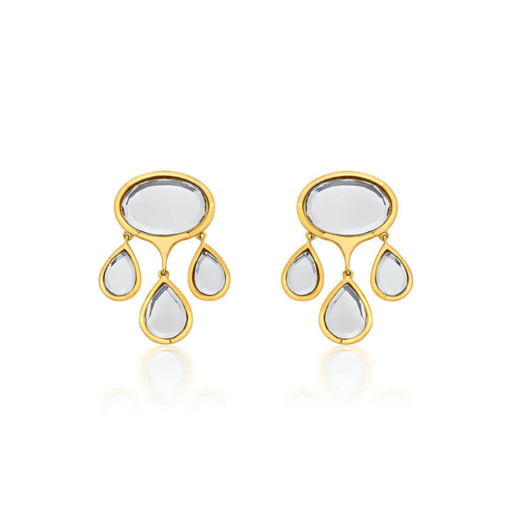 Mirrors on the Move Oval Mirror Drop Earrings - Isharya | Modern Indian Jewelry
