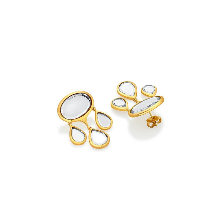 Mirrors on the Move Oval Mirror Drop Earrings - Isharya | Modern Indian Jewelry