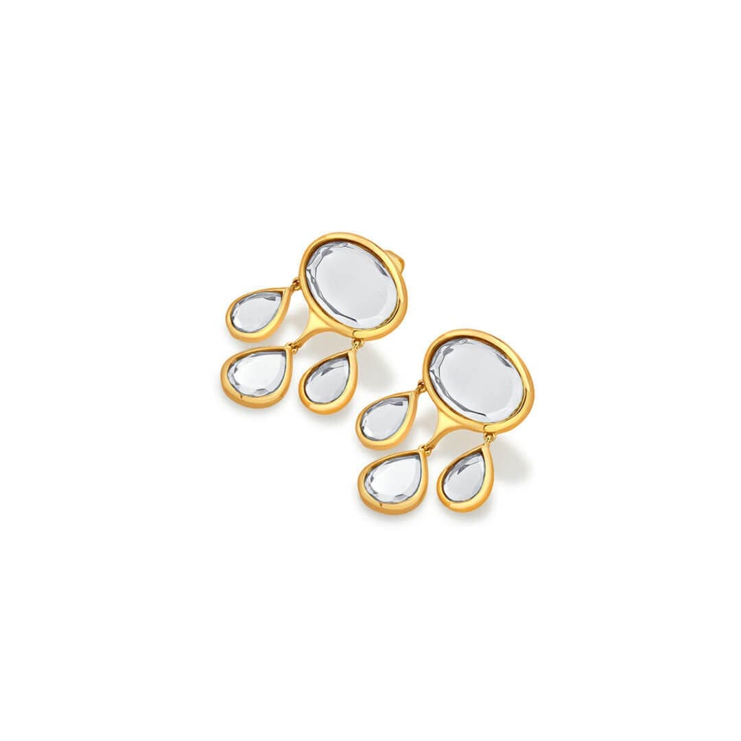 Mirrors on the Move Oval Mirror Drop Earrings - Isharya | Modern Indian Jewelry
