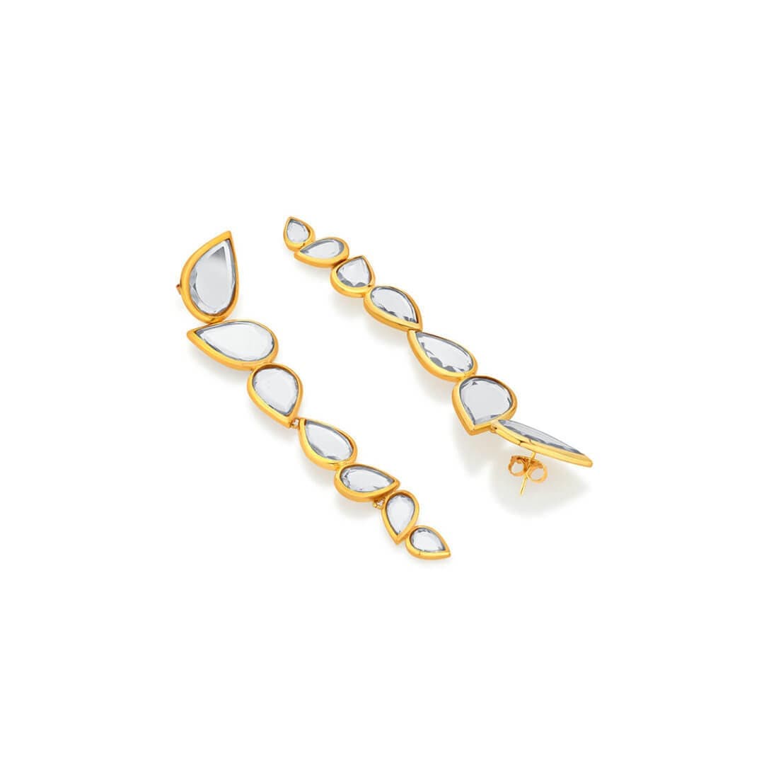 Mirrors on the Move Starlight Dancing Mirror Long Earrings - Isharya | Modern Indian Jewelry