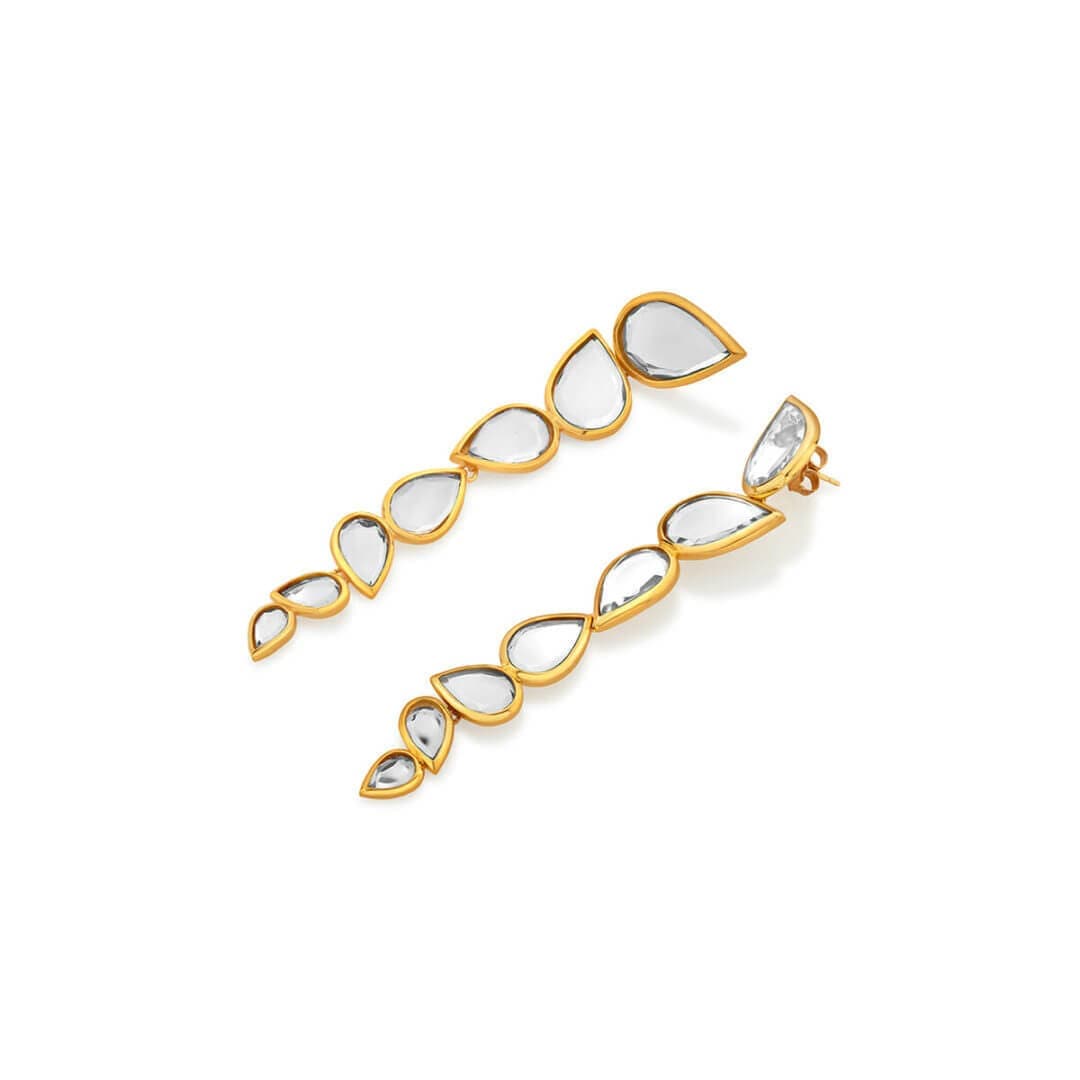 Mirrors on the Move Starlight Dancing Mirror Long Earrings - Isharya | Modern Indian Jewelry