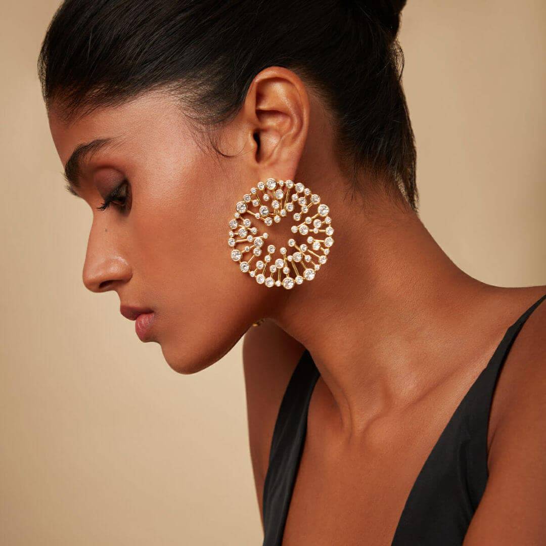 Modern Maharani Starburst Statement Stud Earrings - Isharya | Modern Indian Jewelry