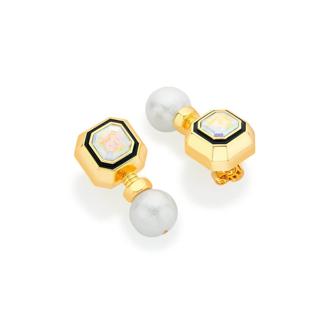 O’Keeffe White Abalone and Pearl Drop Earrings - Isharya | Modern Indian Jewelry